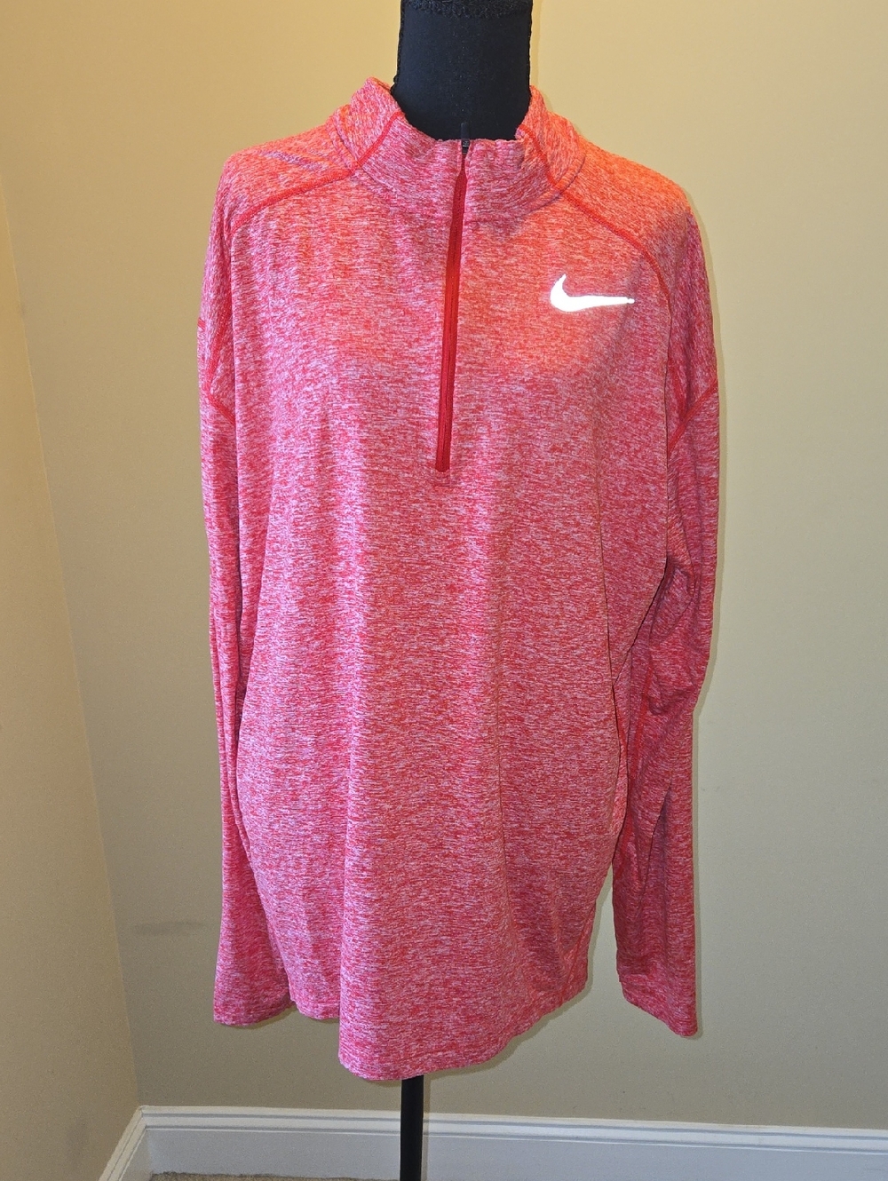 Nike Women's Dri Fit Heathered Coral Pink Quarter-Zip Pullover